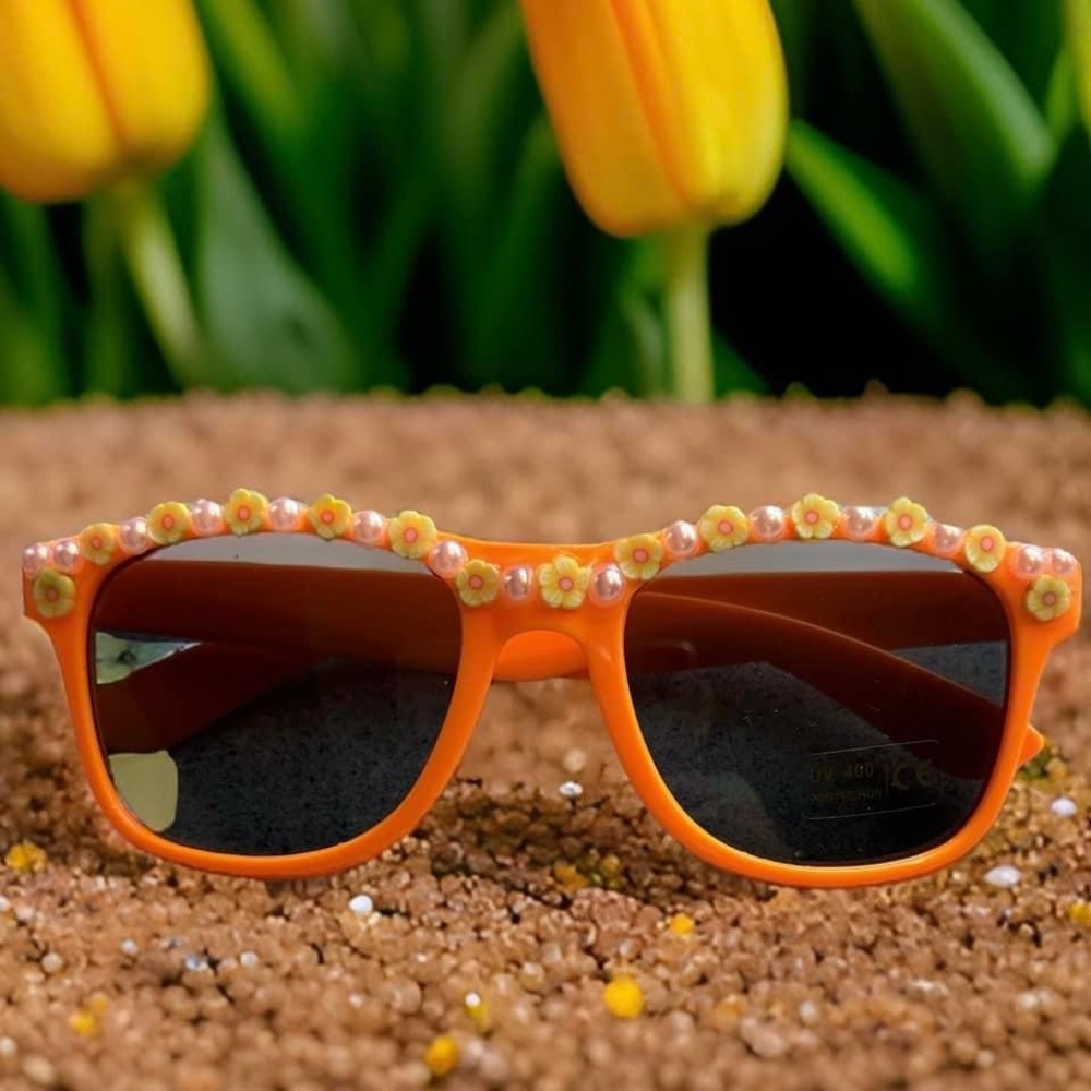 Sunglasses Designed Orange Flower - image 2